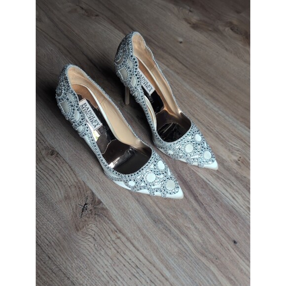 Badgley Mischka Rouge Crystal Embellished Heels Womens 6.5 - Picture 11 of 16